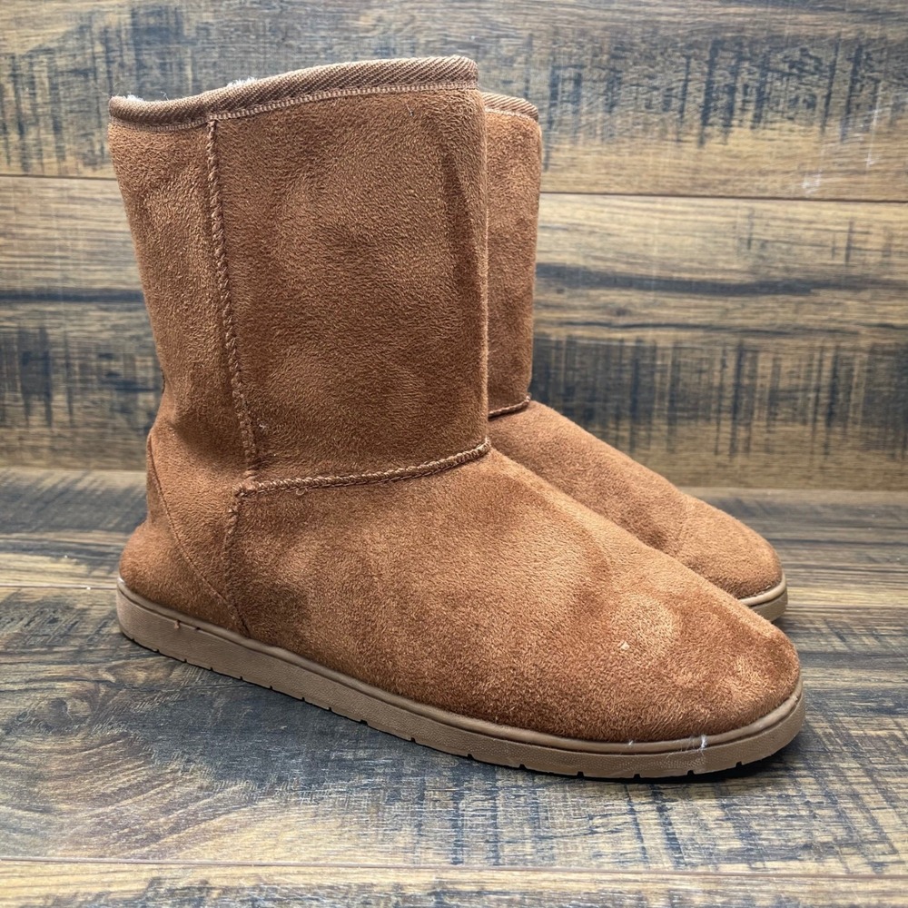 Dawgs Faux Fur Lined Suede Winter Boots Brown Pull‎ On Women's 10